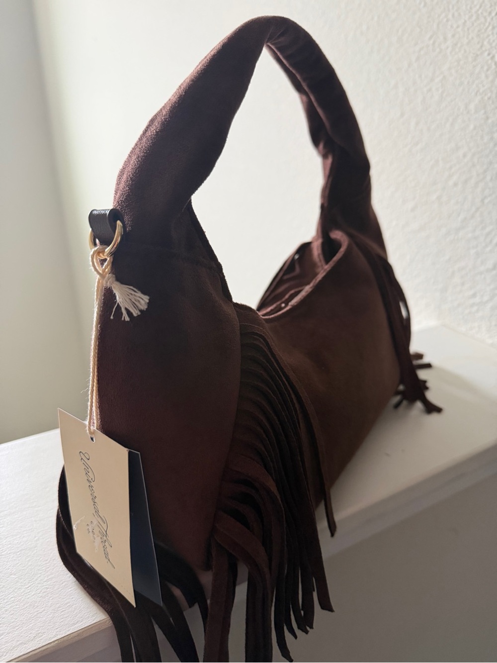 Universal Thread Brown Suede Fringe Shoulder Bag - Women's Stylish Hobo